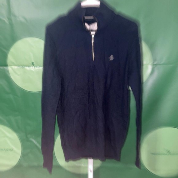 ORIGINAL PENGUIN Golf Men's pique 1/4 zip pullover in DARK SAPPHIRE sz SMALL-NWT - Picture 2 of 8